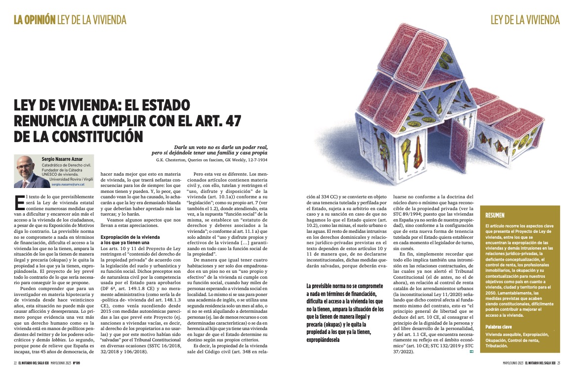 Opinión. Ley de vivienda: el Estado renuncia a cumplir con el art. 47